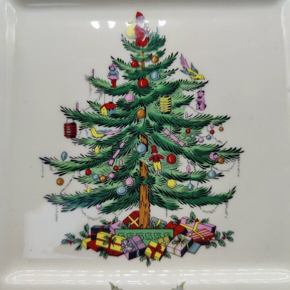 Spode Christmas Tree Pierced Square Serving Tray Holiday Cut Out Dish 7"  NEW - Picture 4 of 4